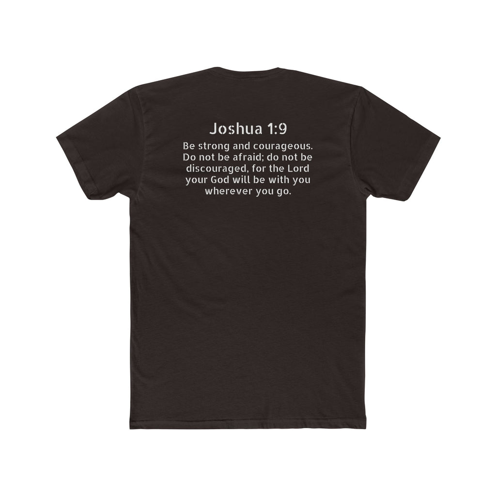 Joshua 1:9 Tee — "Be Strong and Courageous" Cotton Crew