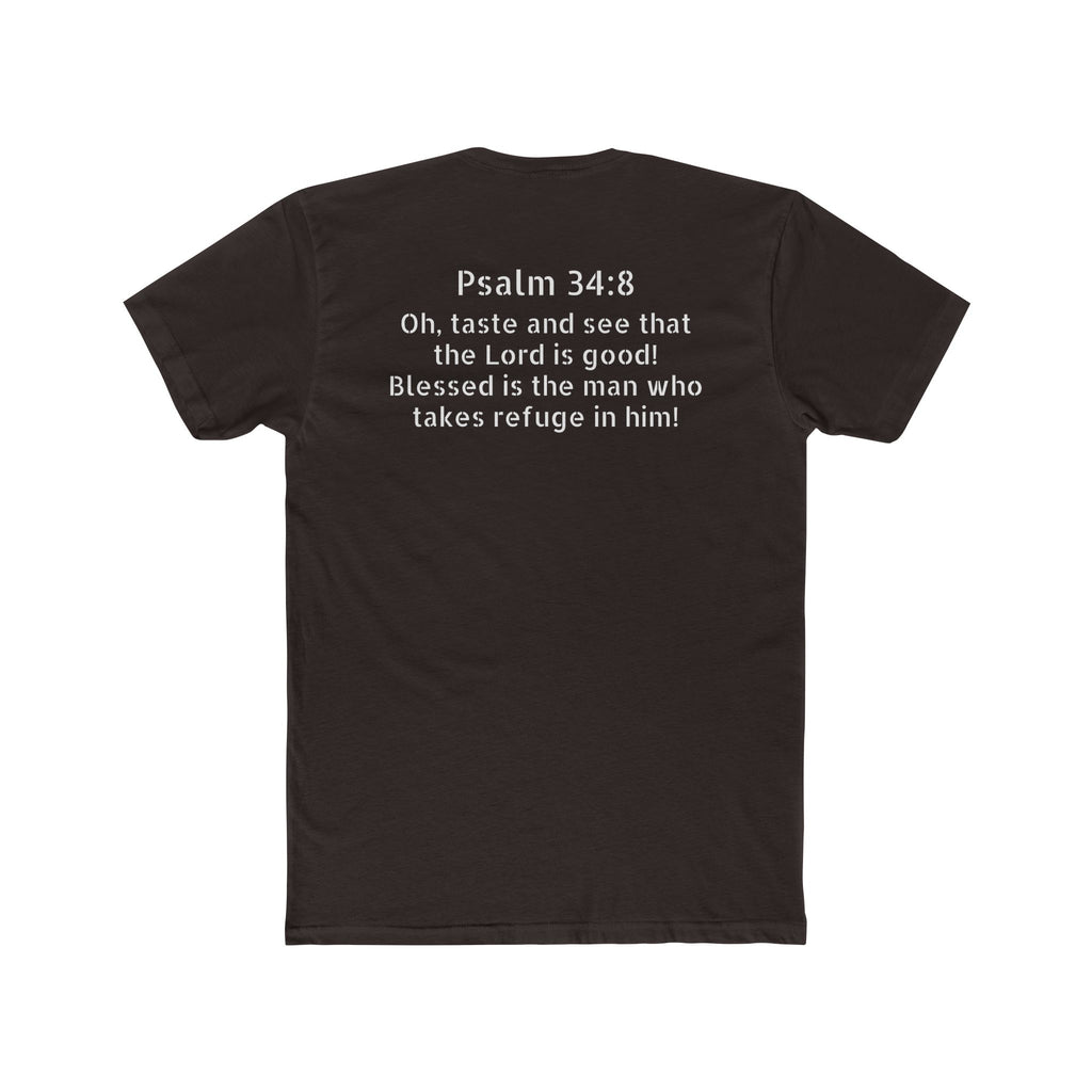 Psalm 34:8 Tee — "Blessed" Christian Crew