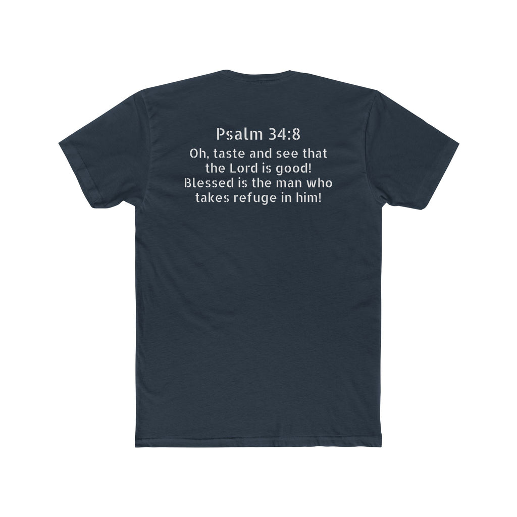 Psalm 34:8 Tee — "Blessed" Christian Crew