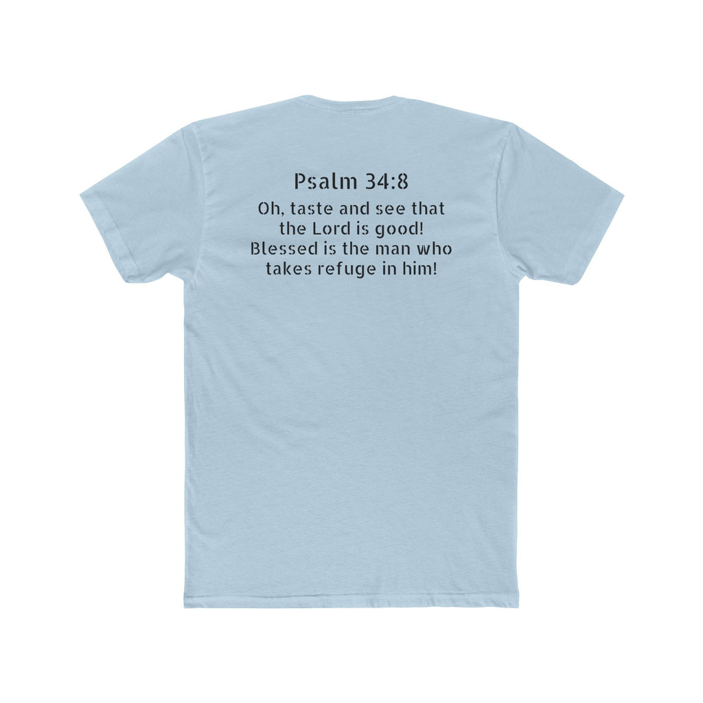Psalm 34:8 Tee — "Blessed" Christian Crew