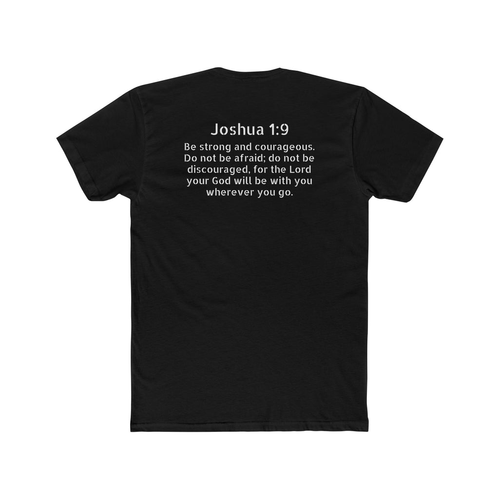 Joshua 1:9 Tee — "Be Strong and Courageous" Cotton Crew