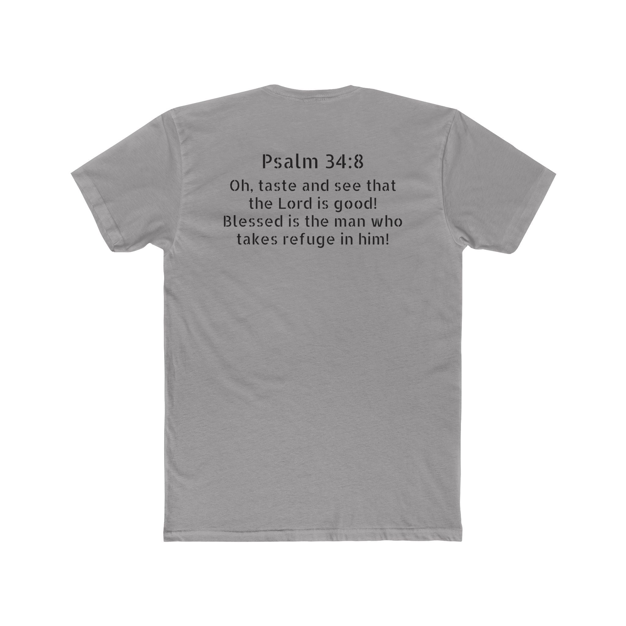Psalm 34:8 Tee — "Blessed" Christian Crew