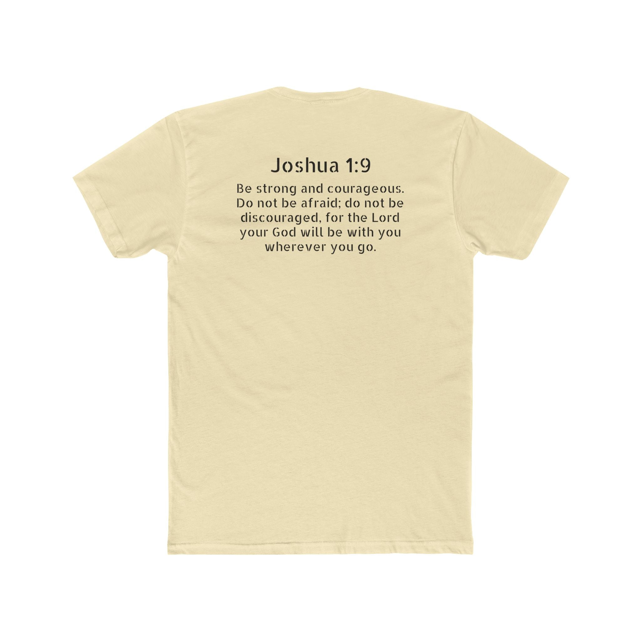 Joshua 1:9 Tee — "Be Strong and Courageous" Cotton Crew