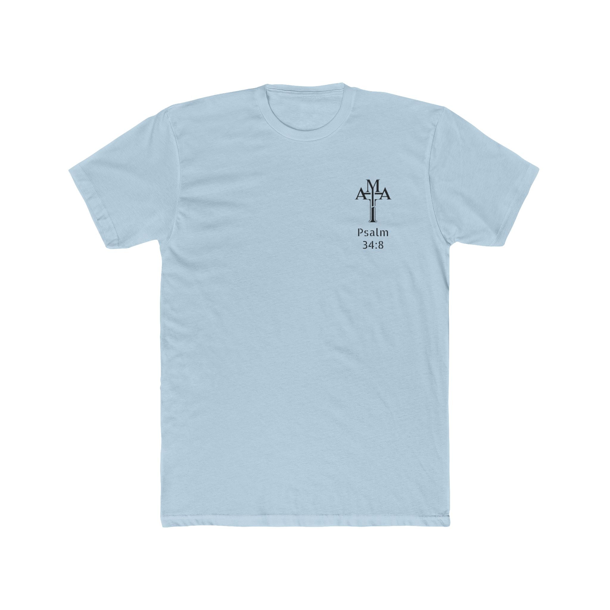 Psalm 34:8 Tee — "Blessed" Christian Crew