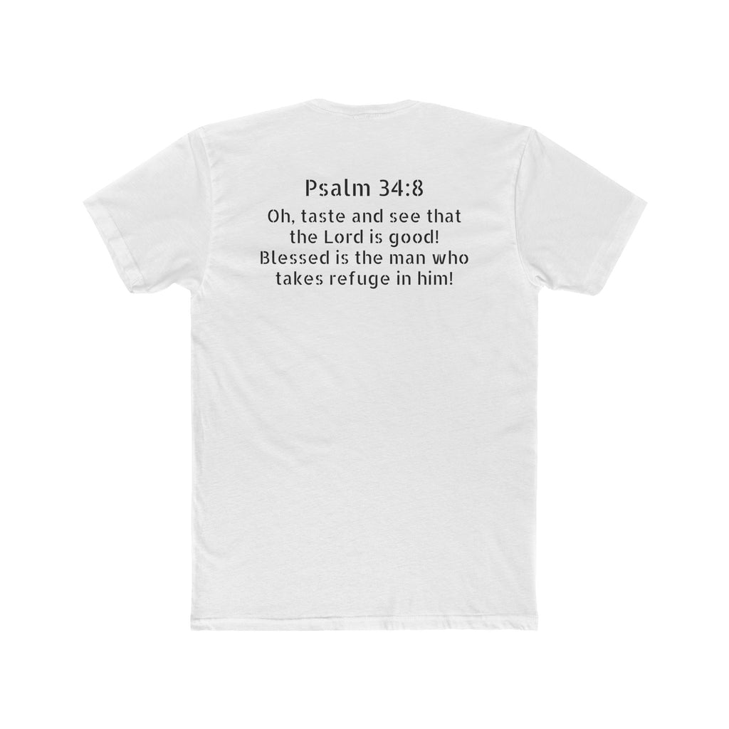 Psalm 34:8 Tee — "Blessed" Christian Crew