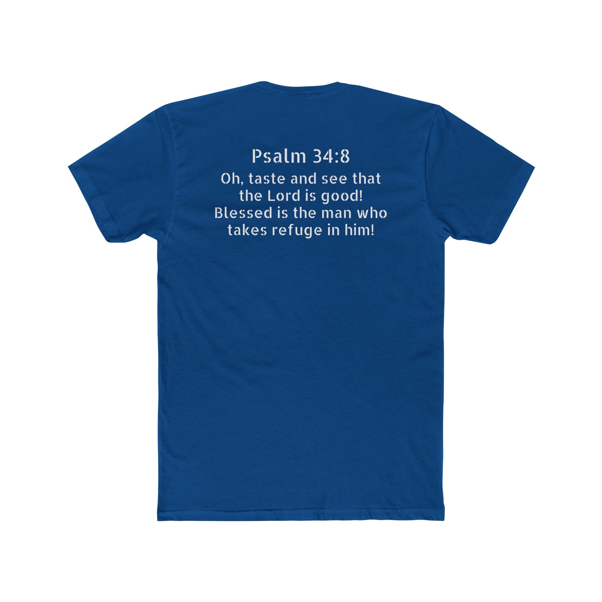 Psalm 34:8 Tee — "Blessed" Christian Crew
