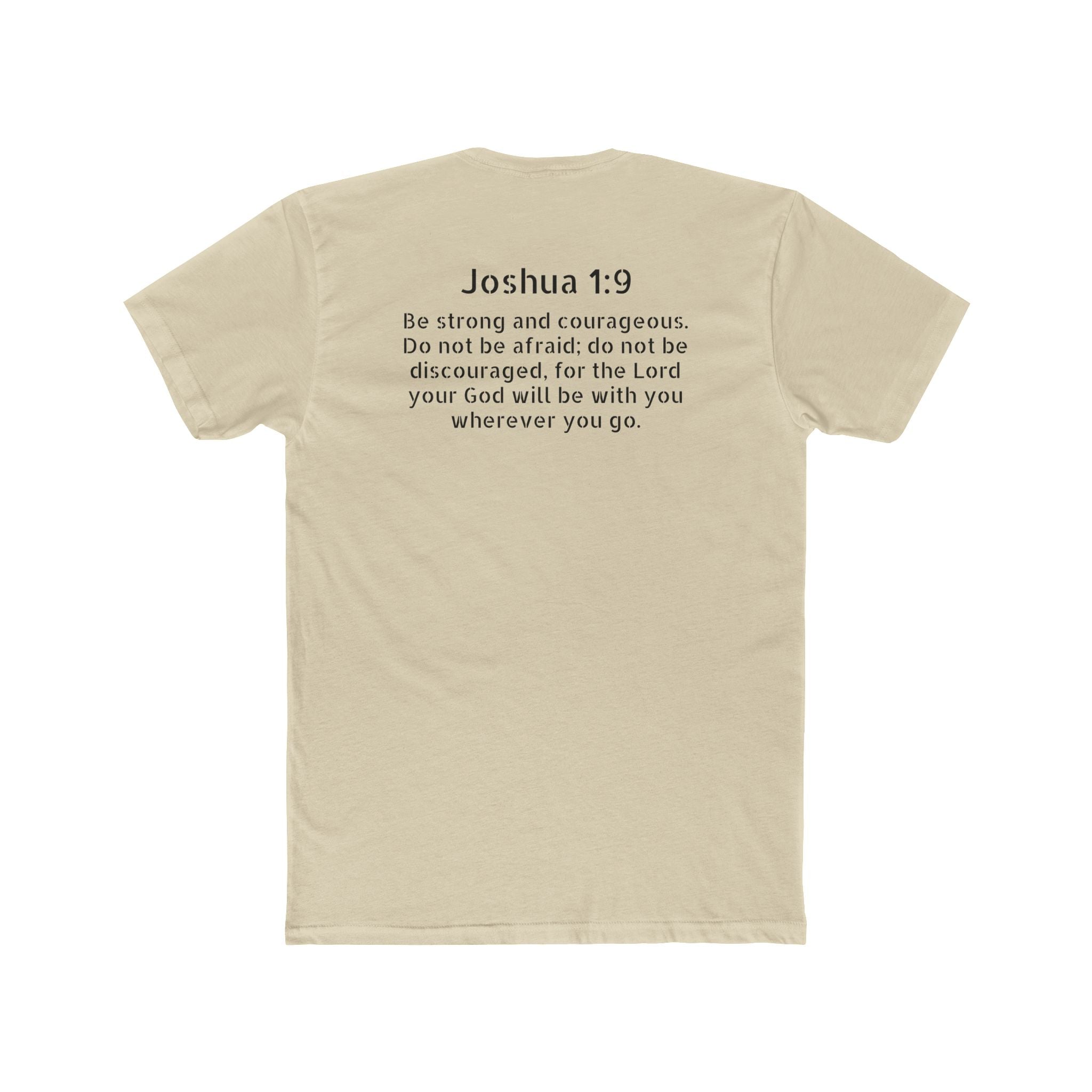 Joshua 1:9 Tee — "Be Strong and Courageous" Cotton Crew