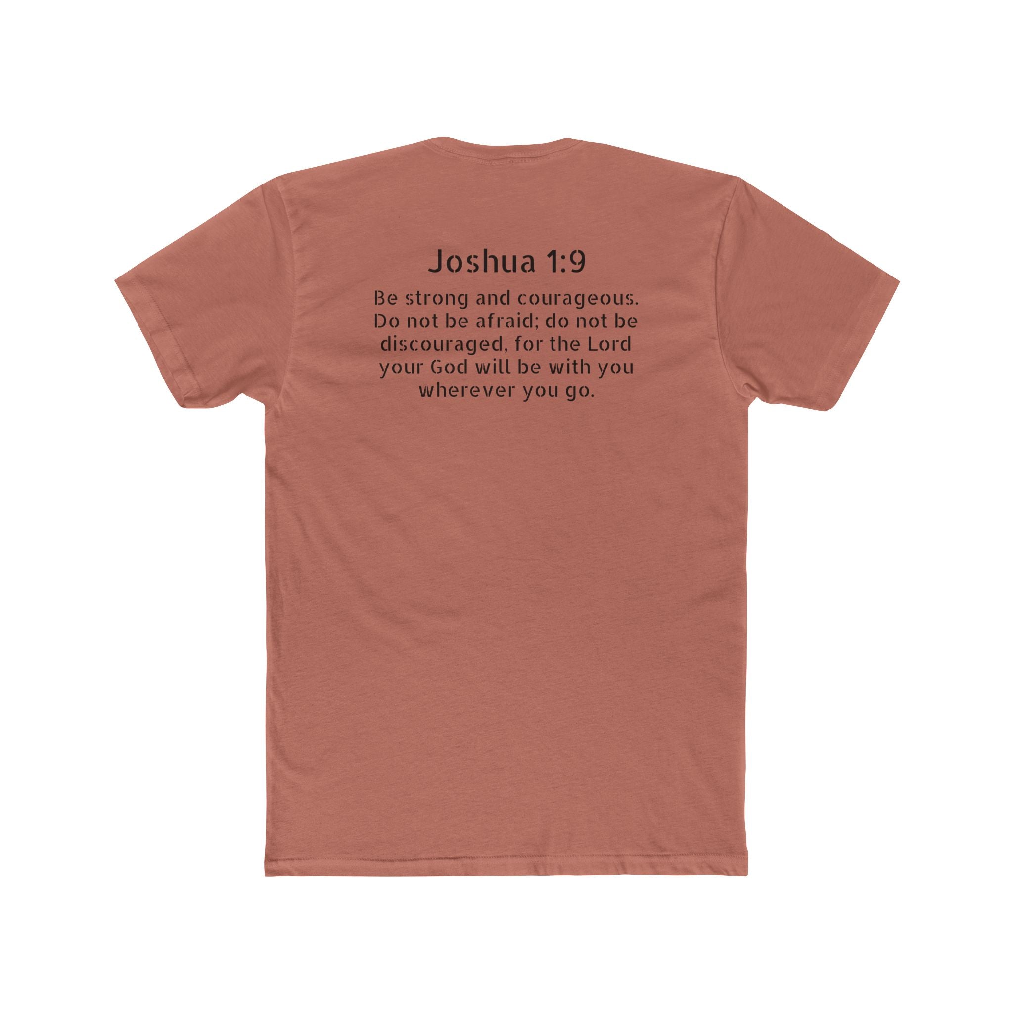 Joshua 1:9 Tee — "Be Strong and Courageous" Cotton Crew